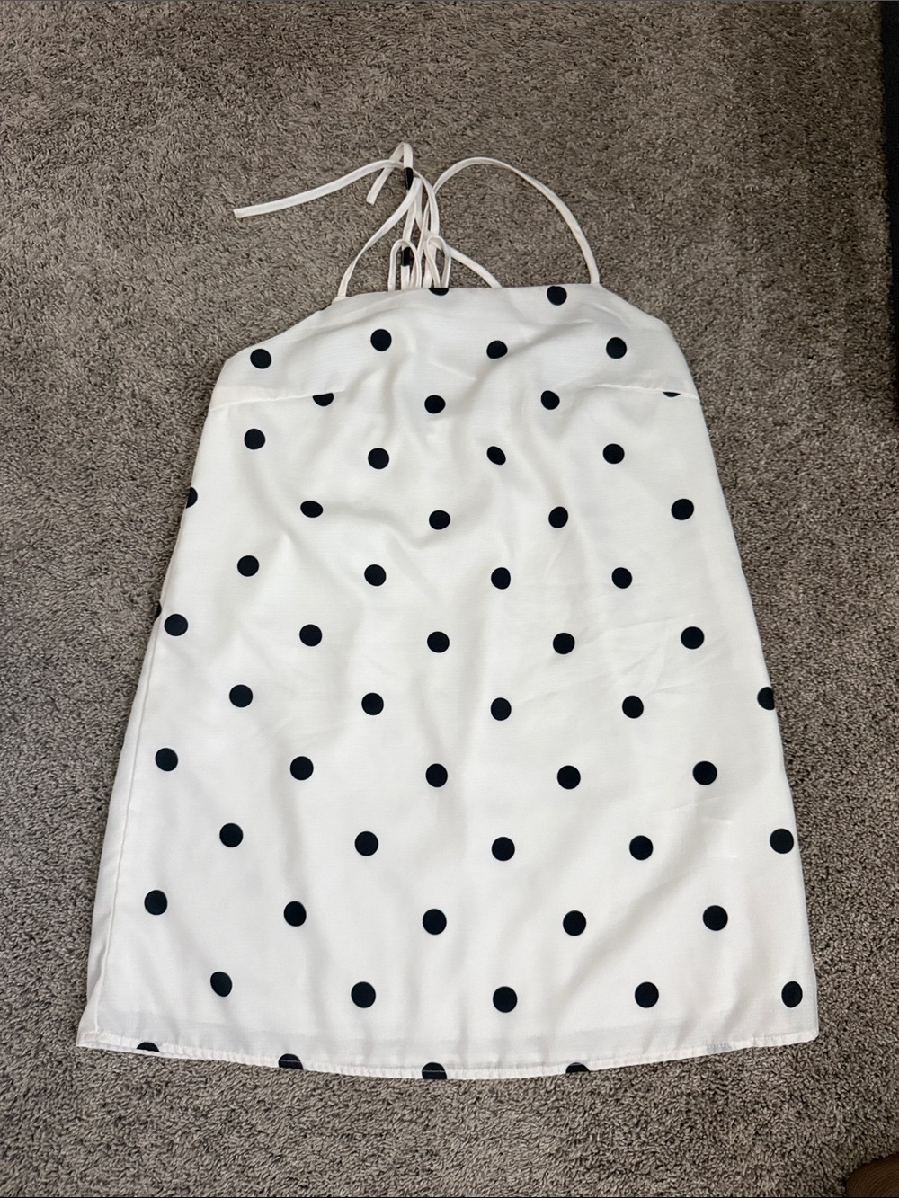 Polka Dot White Mini Skirt with Black Dots